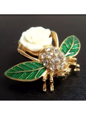 *RARE* STUNNING VINTAGE ESTATE SIGNED JOAN RIVERS BEE INSECT 1 1/8" BROOCH